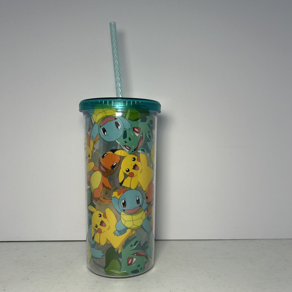 Pokemon Acrylic Tumbler 20oz Cup with Straw Drinking Glass‎